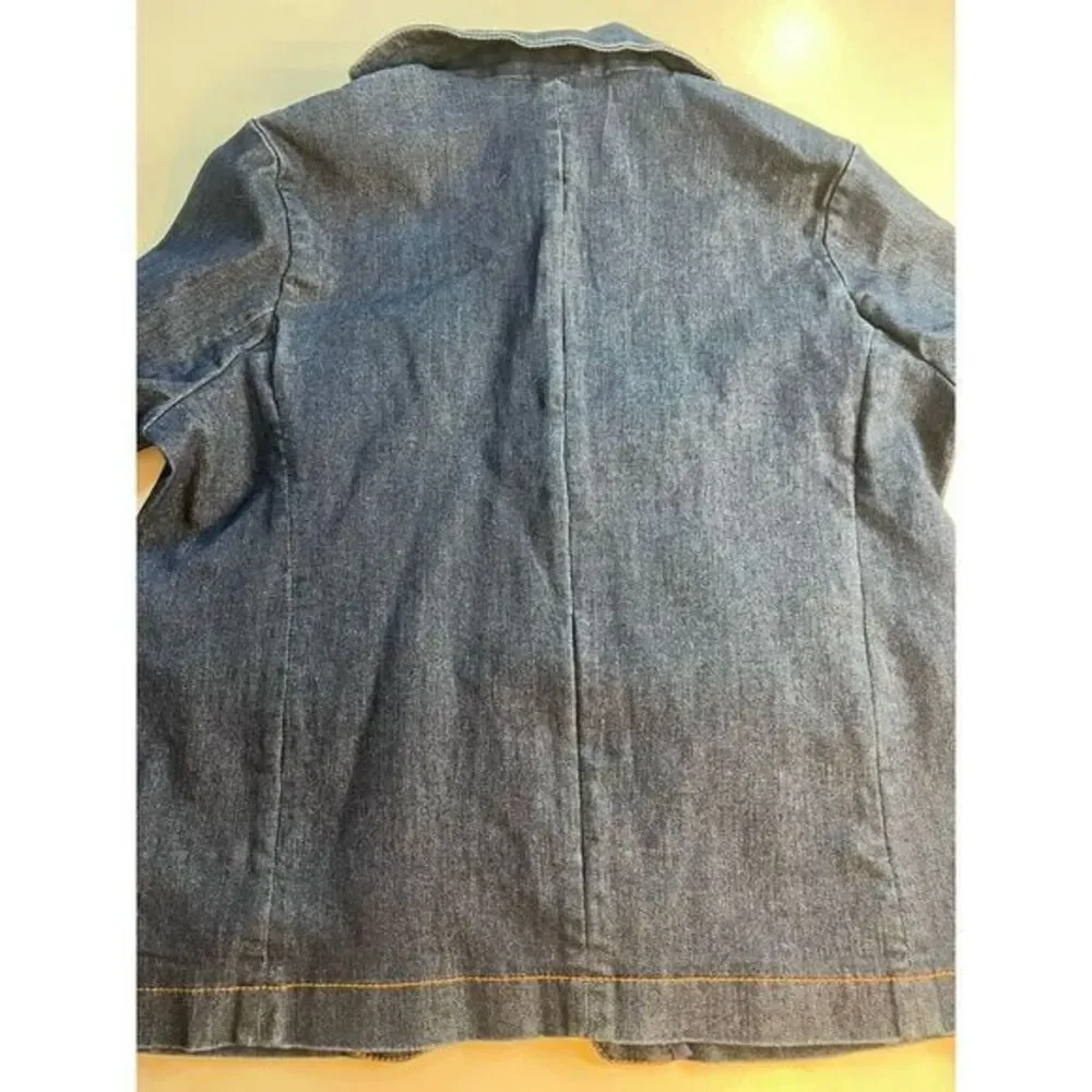 37 orchard Womens Blazer Size S Small Dark Wash Blue‎ Denim NWT One Button Sharp